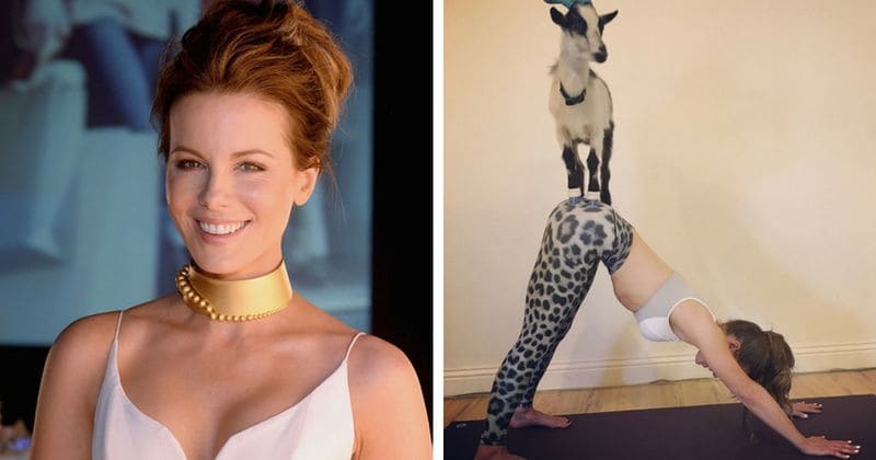 Kate Beckinsale celebrates 45th birthday doing goat yoga with ex Michael Sheen and daughter Lily