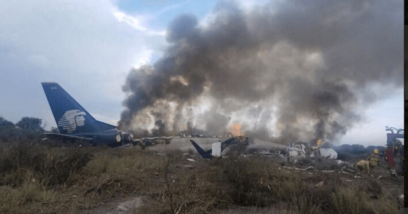 All 103 people on board Aeromexico flight miraculously survive after plane crashes and bursts into flames