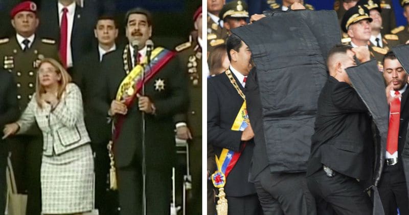 WATCH: Shocking footage captures a visibly startled Venezuelan president narrowly escape assassination attempt