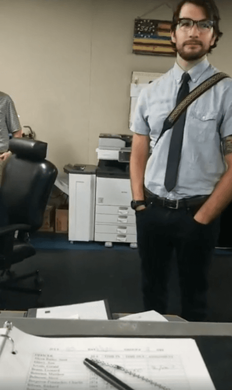 Southbridge Police Department’s Officer Duane Ledoux’s son flew in all the way across the country to give a heartwarming surprise to his father. (Facebook/ Screenshot)