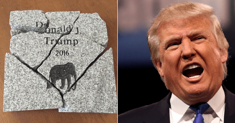 Donald Trump's granite inscription on display at New Hampshire State Library vandalized