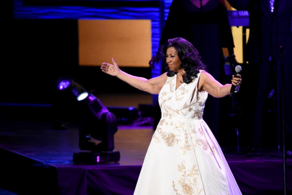 Aretha Franklin performs onstage during the 'Clive Davis: The Soundtrack of Our Lives' Premiere Concert during the 2017 Tribeca Film Festival at Radio City Music Hall on April 19, 2017 in New York City. (Photo by Noam Galai/Getty Images for Tribeca Film Festival)