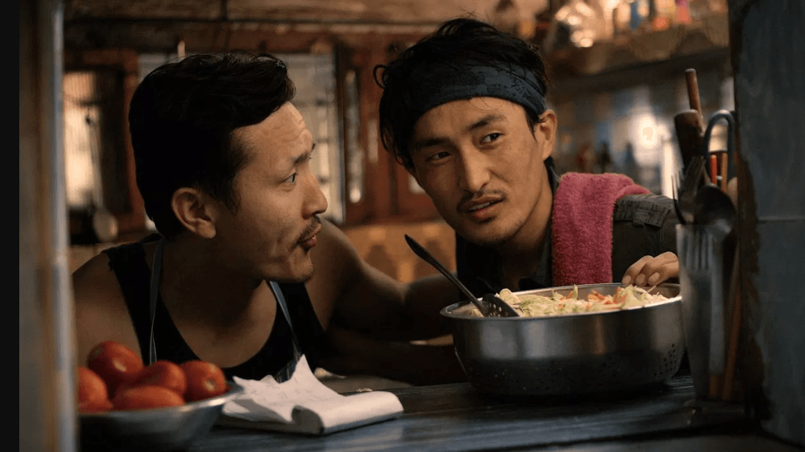 A still from the movie Pawo shows Shavo Dorjee (R)