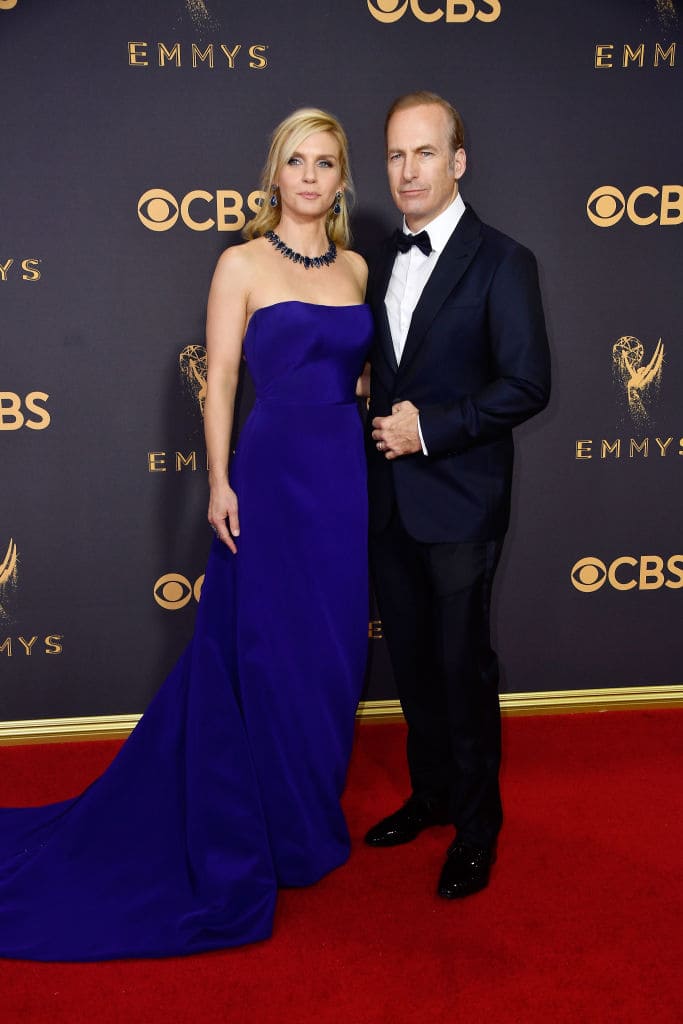 Rhea Seehorn and Bob Odenkirk at the 69th Annual Primetime Emmy Awards at Microsoft Theater on September 17, 2017 in Los Angeles, California. (Photo by Frazer Harrison/Getty Images)