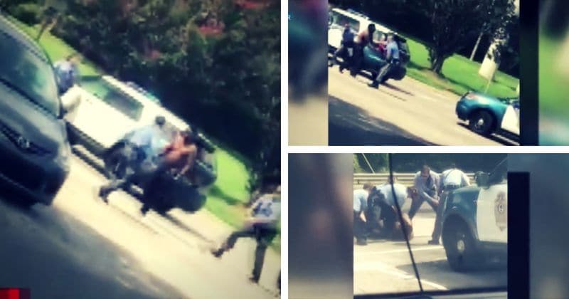 Shocking video footage of police beating man shows him violently "swinging" at cops before he was pinned down