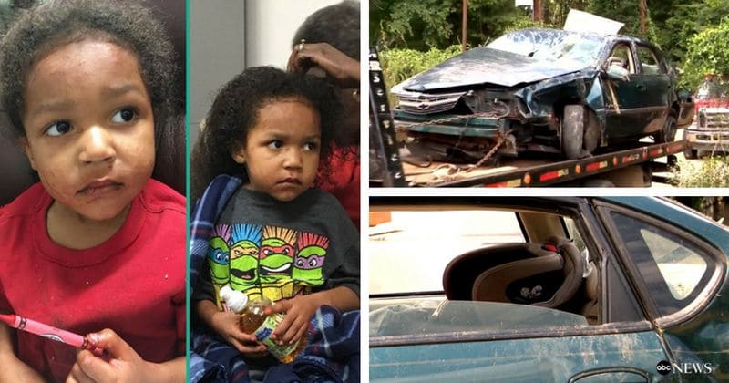 Toddlers, 3 and 1, found in wreckage four days after family car crashes into deep ravine killing mother