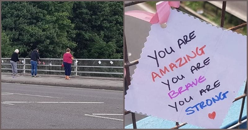 Notes of hope! Woman's inspiring messages at suicide spots in the UK has saved 14 lives