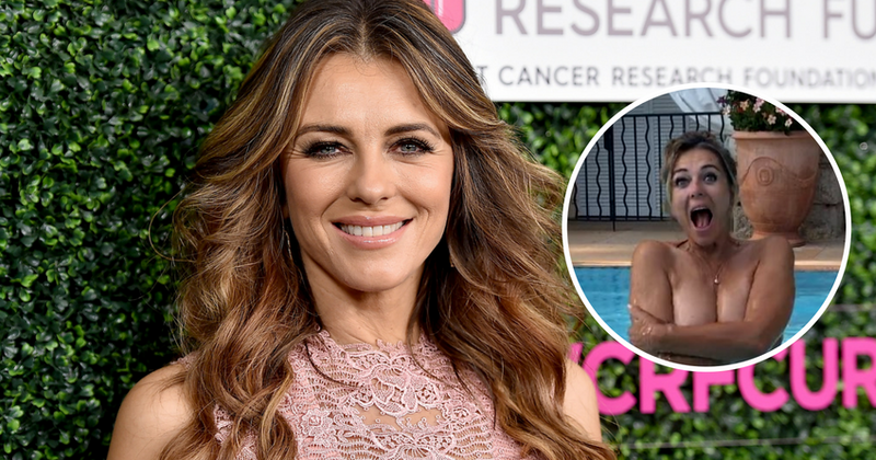Watch: Elizabeth Hurley goes topless while on vacation in Greece, sets social media on fire
