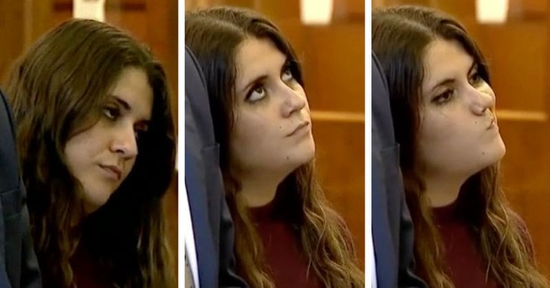 Woman who falsely accused two college football players of rape 'rolls her eyes' in court as victim explains how she 'destroyed his life'