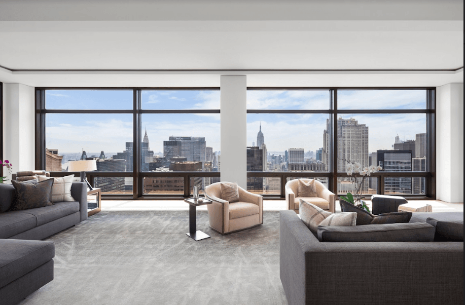 Along with the luxurious apartment, the building offers multiple services including a concierge, a 24-hour doorman, a maid, valet, and an expansive fitness center.