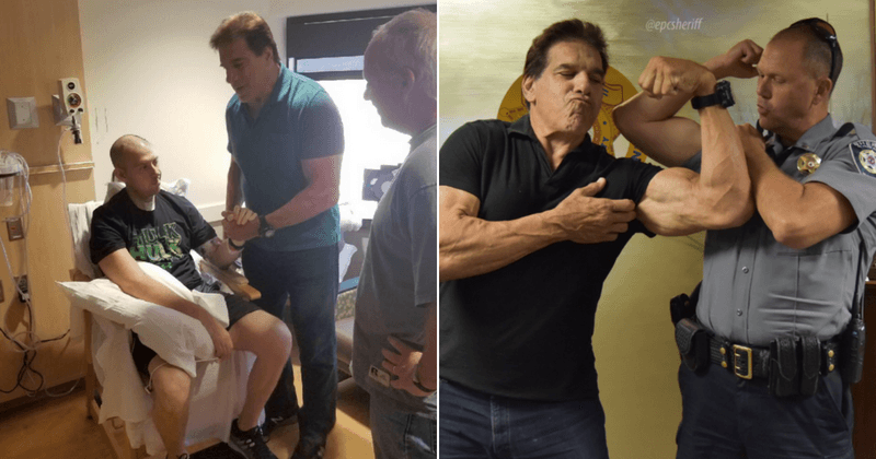 'Incredible Hulk' Lou Ferrigno visits police officer who was shot in the head while on duty