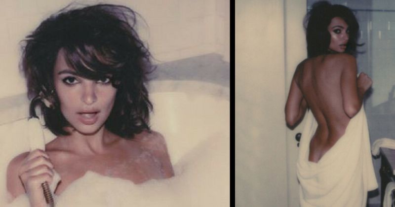 Emily Ratajkowski looks stunning in a towel during bathroom photo shoot