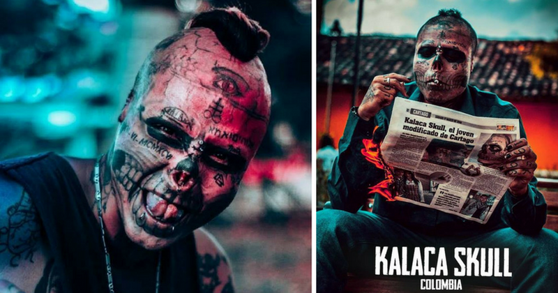 22-year-old man gets his own nose cut off, ears hacked and eyes tattooed to look like a 'living skull'