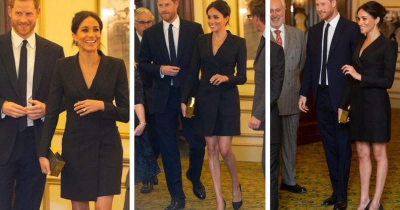 Meghan Markle rocks thigh-skimming tuxedo dress on her first public outing in a month