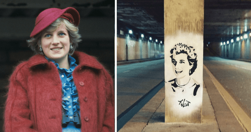 A stunning tribute: Diana's face appears on Paris tunnel pillar she crashed into 21 years ago