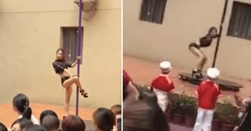 Parents stunned as scantily-clad pole dancers entertain kindergarten children on first day of school