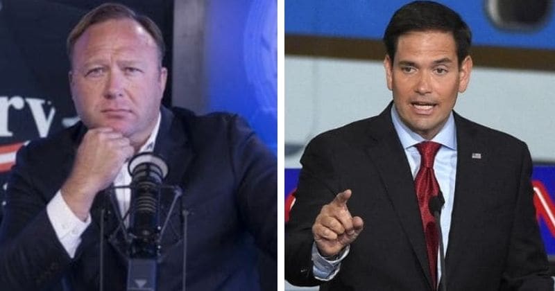Watch: Alex Jones calls Marco Rubio a 'snake and frat boy' as two come to blows outside Senate hearing