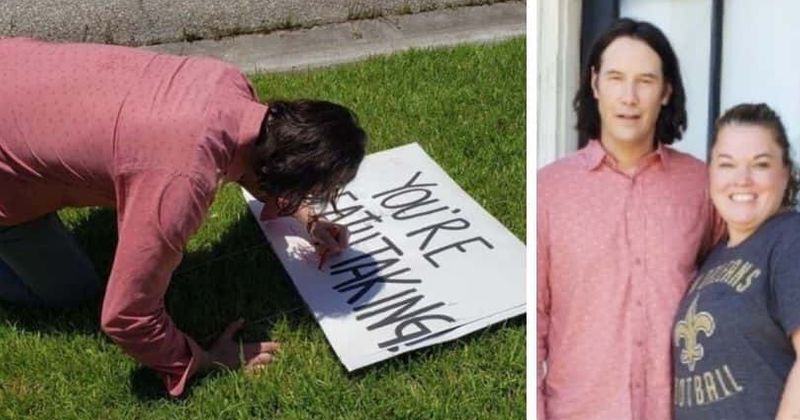 Keanu Reeves stops by superfan's home to leave 'You're breathtaking' message in her front lawn, melts the internet