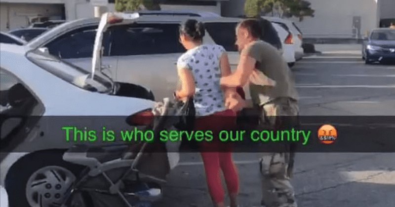 Soldier seen screaming 'f**k this country', shoving wife after arguing with two black women over parking spot gets arrested