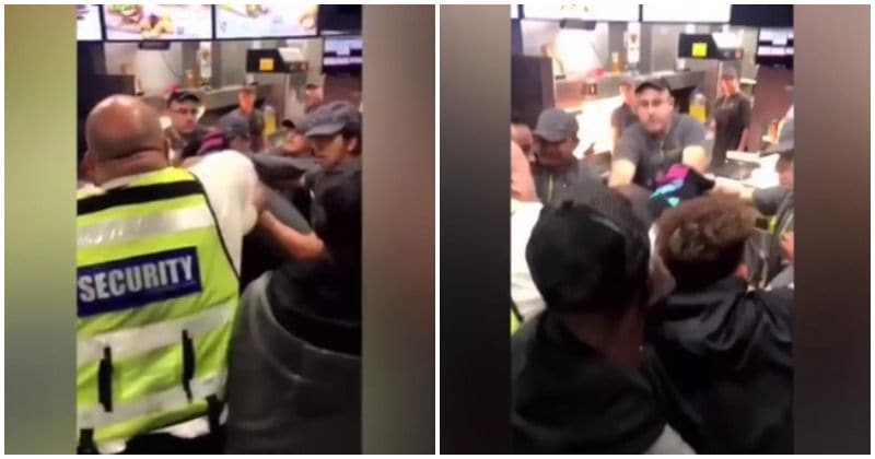 Shocking footage shows customer grab McDonald's employee in headlock in all-out brawl