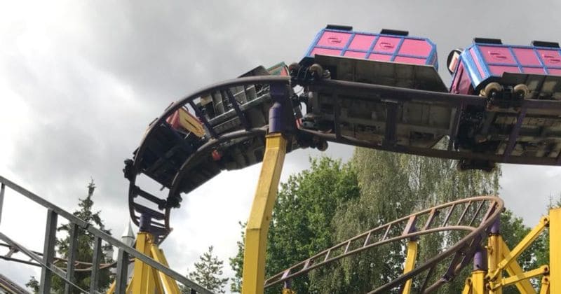 Children left screaming in terror 50 ft above ground after 'wheels fall off' rollercoaster