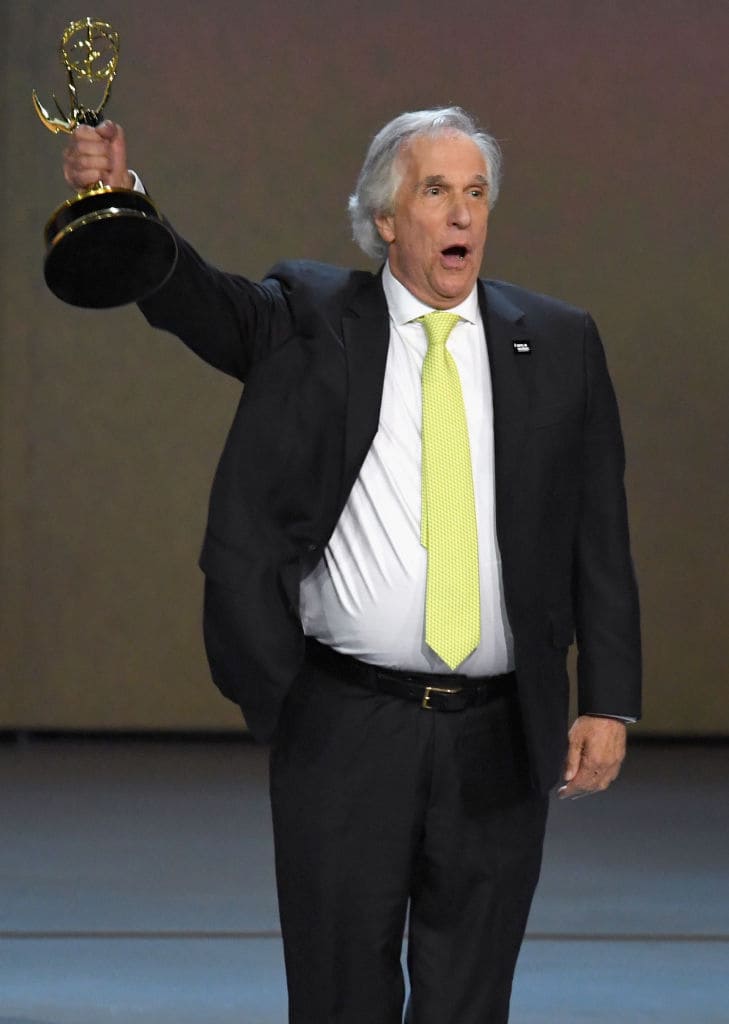 Henry Winkler accepts the Outstanding Supporting Actor in a Comedy Series award for 'Barry' onstage during the 70th Emmy Awards at Microsoft Theater on September 17, 2018 in Los Angeles, California. (Photo by Kevin Winter/Getty Images)