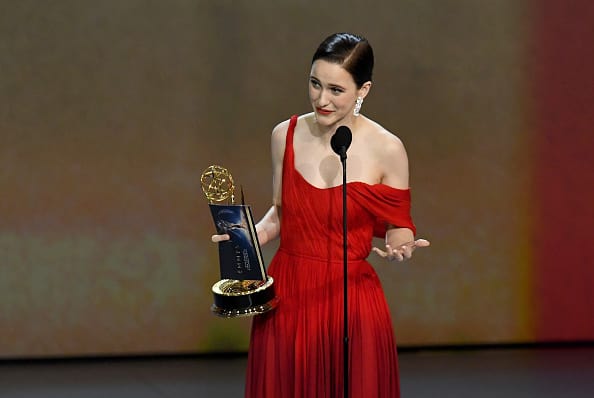 Rachel Brosnahan accepts the Outstanding Lead Actress in a Comedy Series award for 'The Marvelous Mrs. Maisel' onstage during the 70th Emmy Awards at Microsoft Theater on September 17, 2018 (Getty Images)