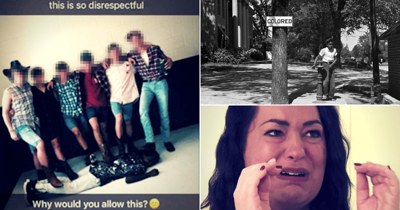 Six white high school students with boots share shocking photo of them standing on a black classmate