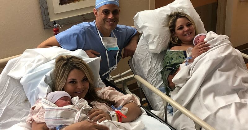 Identical twins give birth to sons on the same day at the same hospital