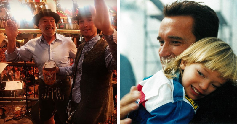 Arnold Schwarzenegger and son Patrick celebrate 25th birthday with a few beers at Oktoberfest, and the cutest throwback pic