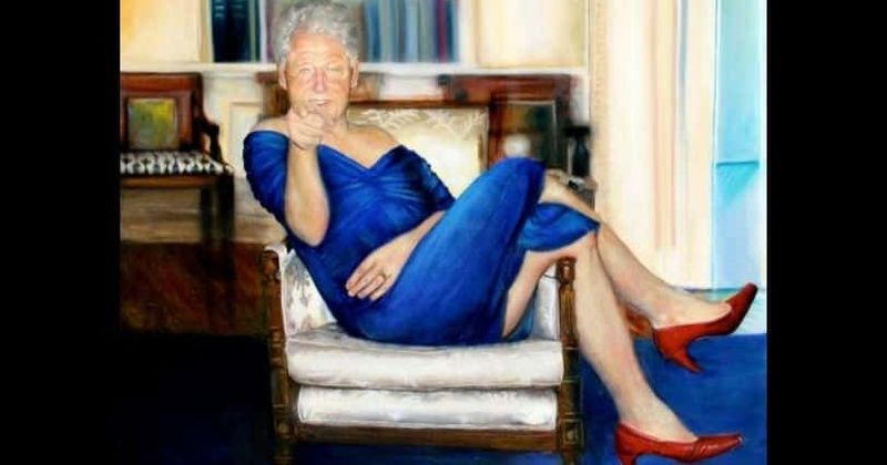 Jeffrey Epstein had a bizarre painting of Bill Clinton in blue dress and red heels in his $56 million Manhattan mansion