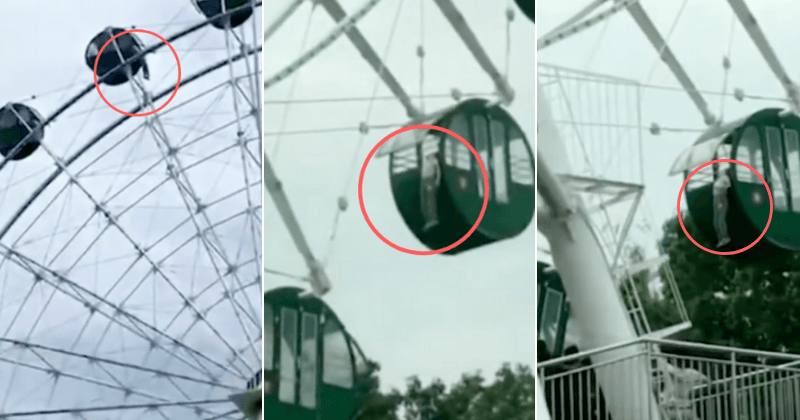 Five-year-old boy dangles by neck 130 ft above ground after slipping out of Ferris wheel cabin window