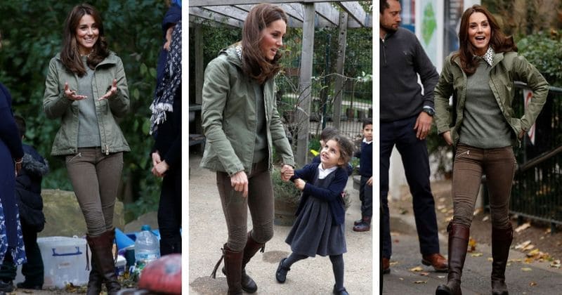 She's back: Kate Middleton stuns in decade-old boots and jeans as she resumes royal duties after maternity leave
