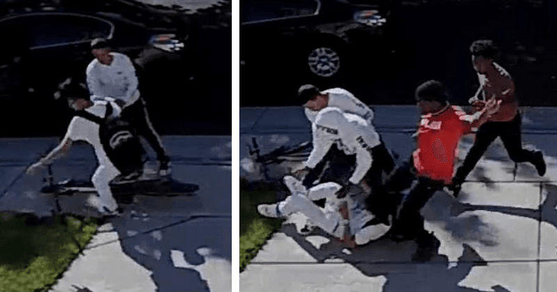 Four teens brutally beat, kick and drag 12-year-old boy and steal his iPhone and expensive Nike sneakers