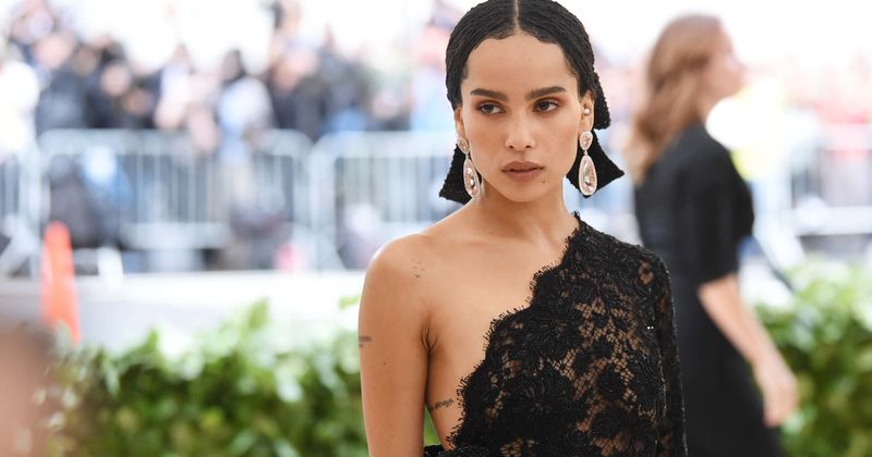 Zoe Kravitz goes commando in racy lace dress for her red carpet debut with husband Karl Glusman