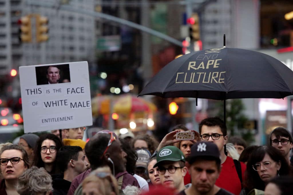 Protesters gather to demonstrate against Supreme Court Nominee Brett Kavanaugh in Union Square on October 6, 2018 in New York City. (Photo by Yana Paskova/Getty Images)