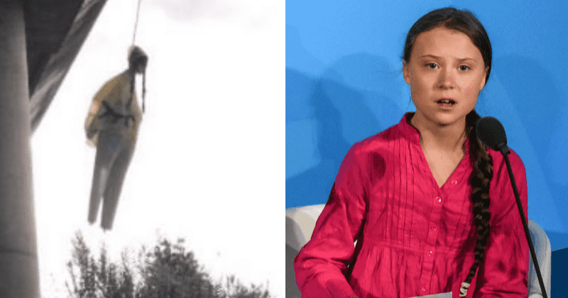 Greta Thunberg effigy hanging from bridge sparks outrage, police investigating 'aggravated threats'