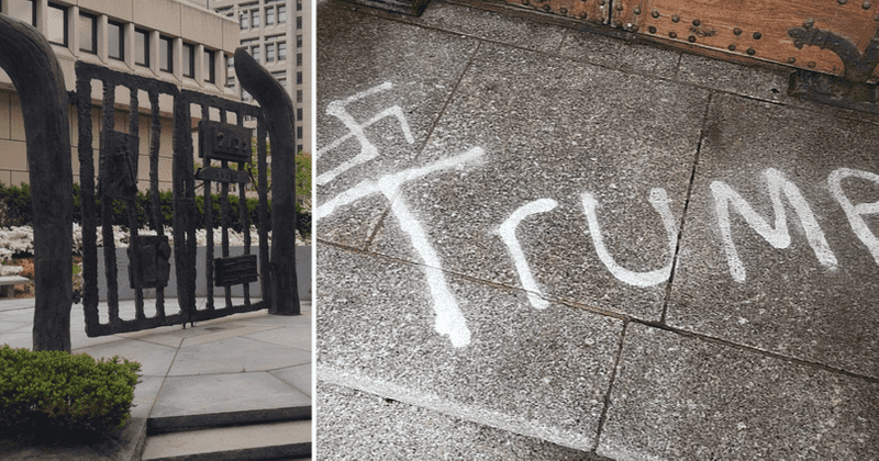 Holocaust memorial vandalized on Yom Kippur eve days after swastika, 'Trump' is spray-painted on Yale Law School steps