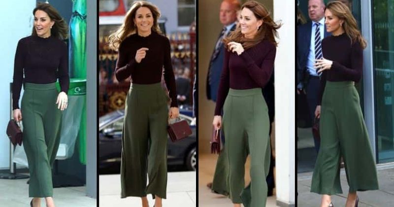Kate Middleton embraces fall fashion in chic green culottes and plum sweater as she steps out for a museum visit