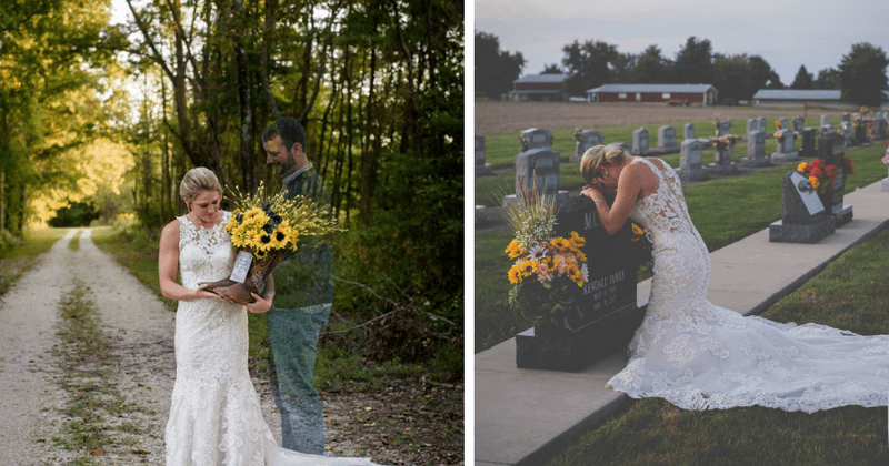 Grieving bride in wedding dress visits fiance's grave the day they were supposed to get married