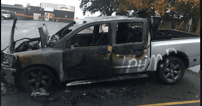 Vancouver man claims his truck was set on fire by vandals because it had two pro-Trump stickers on the bumper