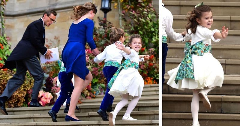 Robbie Williams' daughter Theodora steals the show in her first public appearance as bridesmaid at Princess Eugenie's wedding