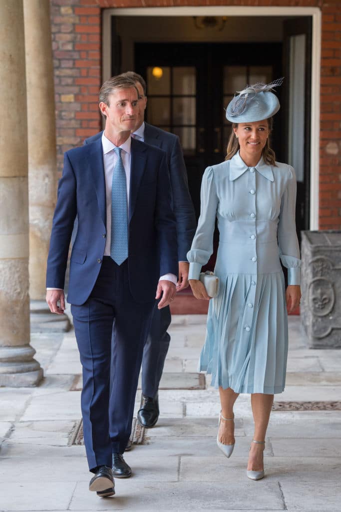 Pippa Middleton with and husband James Matthews at the christening of Prince Louis at the Chapel Royal, St James's Palace on July 9 in London (Photo by Dominic Lipinski - WPA Pool/Getty Images)