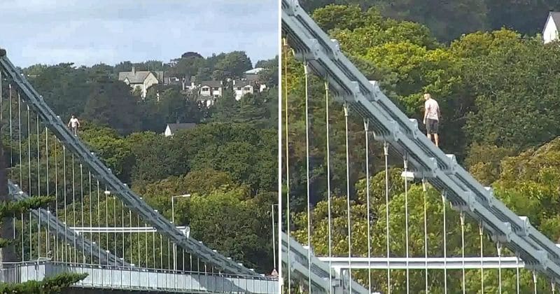 Drunk man scales 150ft bridge to escape police after being refused drink at a pub in Wales