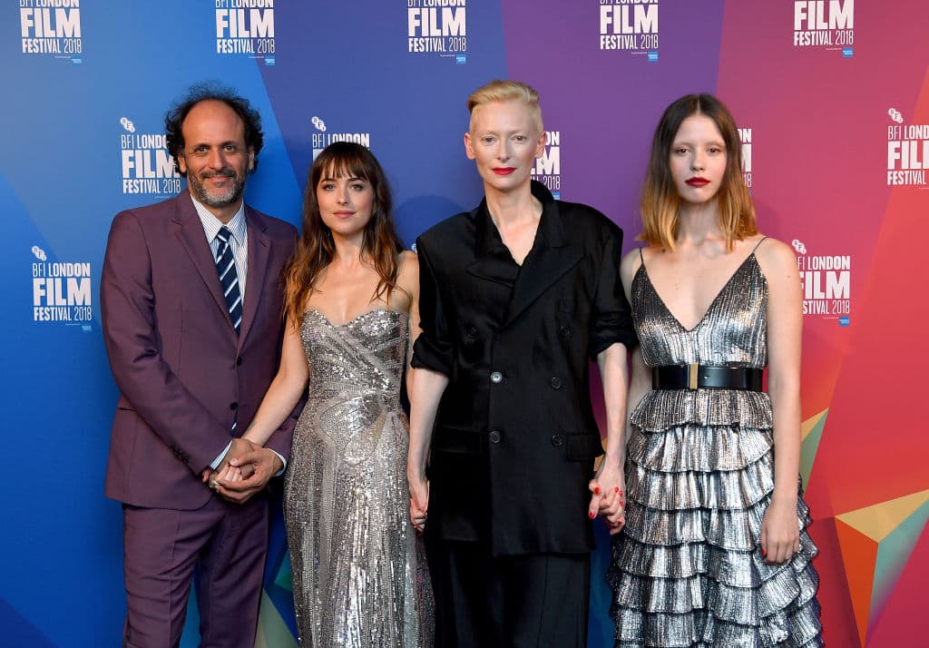 Luca Guadagnino, Dakota Johnson, Tilda Swinton, and Mia Goth attend the UK Premiere of 'Suspiria' & Headline Gala during the 62nd BFI London Film Festival on October 16, 2018, in London, England. (Getty Images)