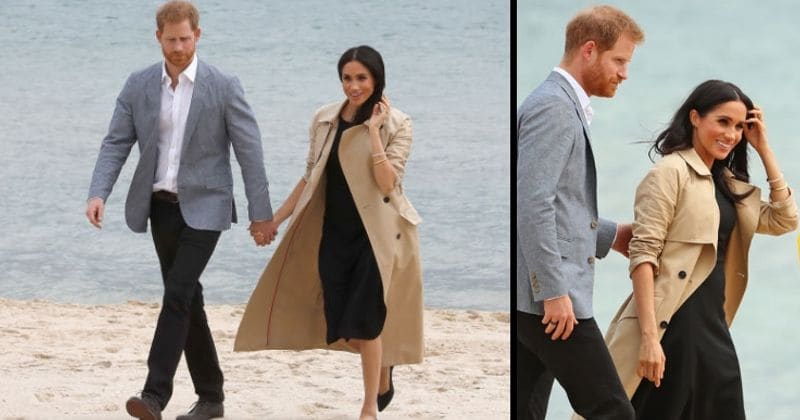 Meghan's fashion faux pas: Duchess dons midi-dress with flats and businesslike trench coat to the beach