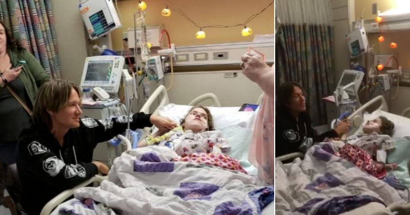 Keith Urban surprises his 'biggest fan' in hospital after nurses start social media campaign to get him to come visit her
