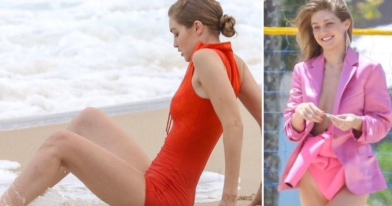 Gigi Hadid flaunts her figure as she goes braless for beach photoshoot in Rio de Janeiro
