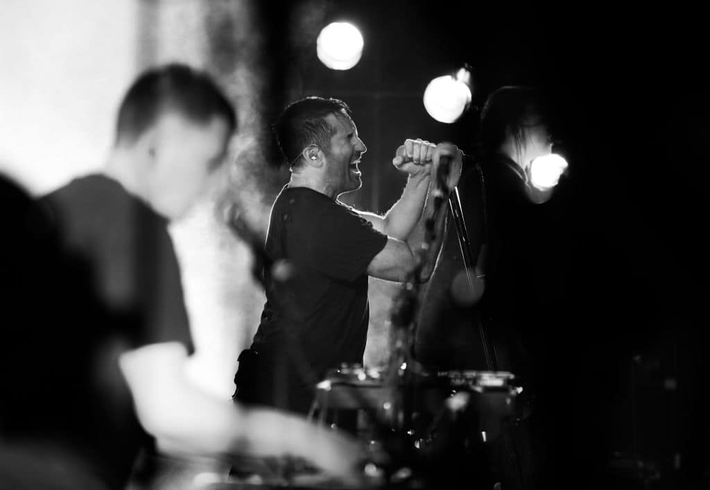 Atticus Ross and Trent Reznor of Nine Inch Nails perform onstage on day 3 of FYF Fest 2017 at Exposition Park on July 23, 2017 in Los Angeles, California. (Getty Images)
