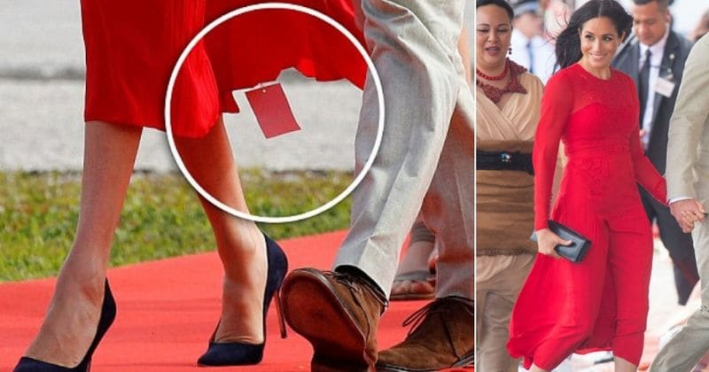 Meghan Markle leaves 'return label' dangling from her striking red dress in major fashion slip-up